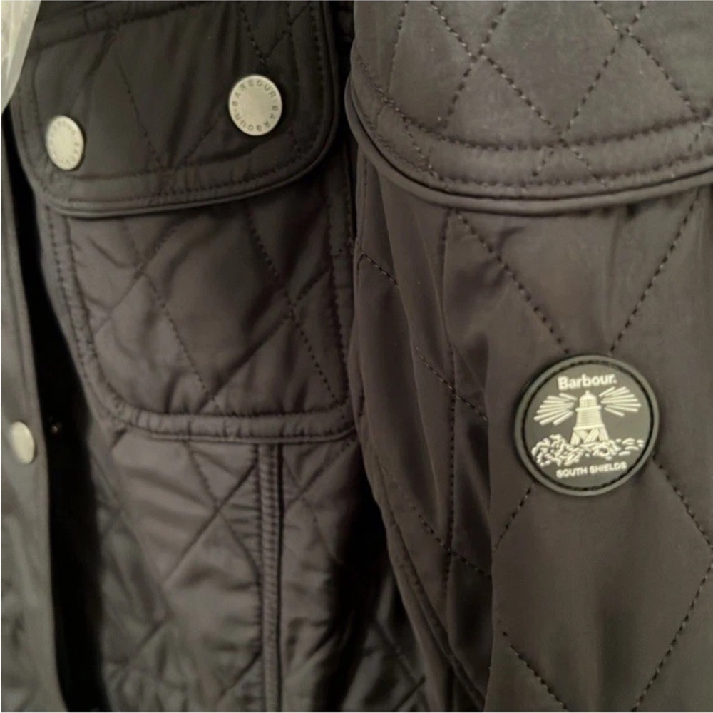 Barbour Black Quilted Arrow Parka Size 6 NWT - Picture 11 of 13
